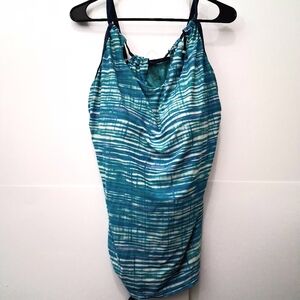 FREE COUNTRY Blue Striped One Piece Swimsuit Tankini Top Size XL
